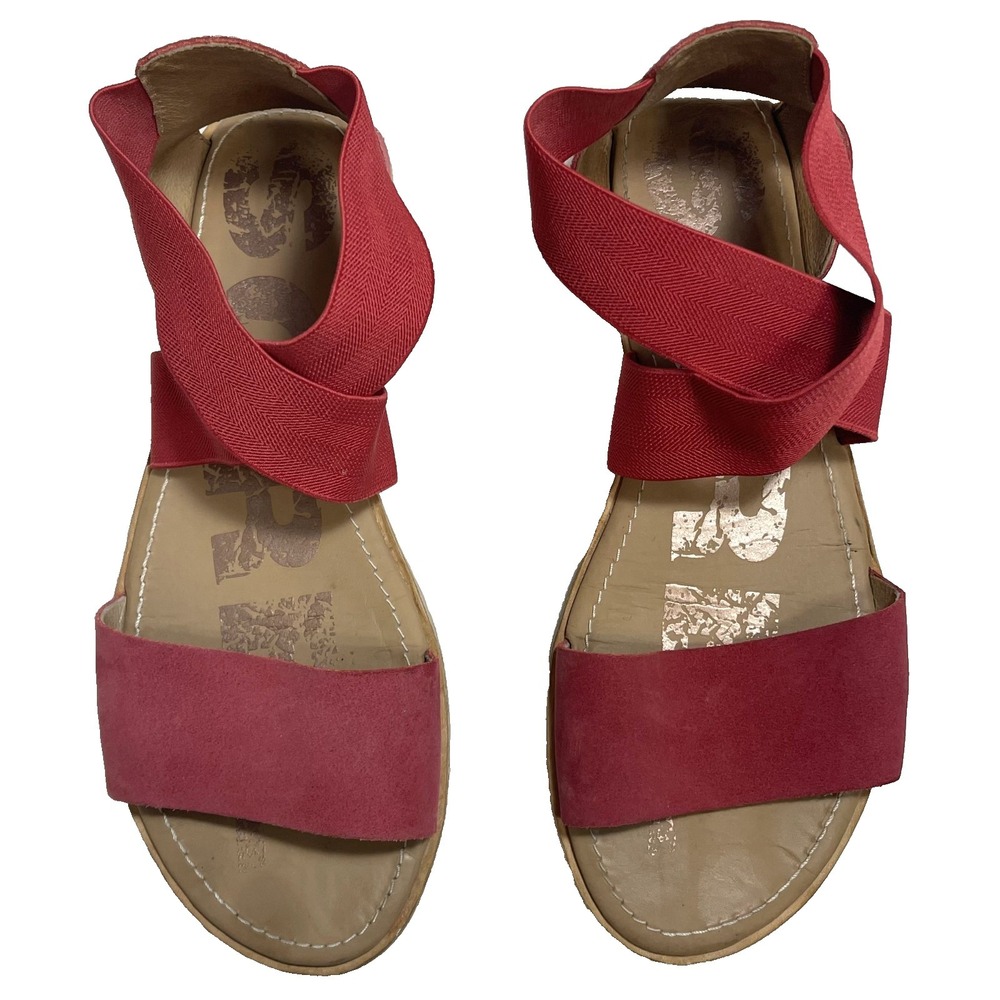 Sorel Ella II Sandals Red Full Grain Leather Womens 9 UK 7 EU 40